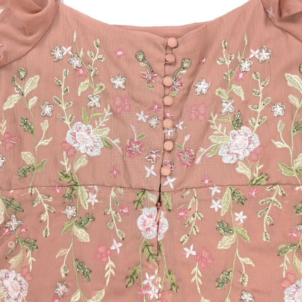 ASOS Cami Embellished Maxi Dress Bridesmaid Gown Embroidered Rose Ethereal Fairy - Picture 8 of 13